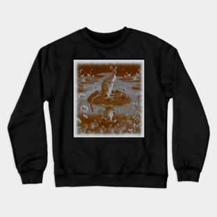 AI generated Kangaroo sitting on mushroom Crewneck Sweatshirt